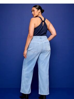 Old Navy Light Blue High-Rise WOW Wide Leg Jeans (Plus Petite - 26 Short)